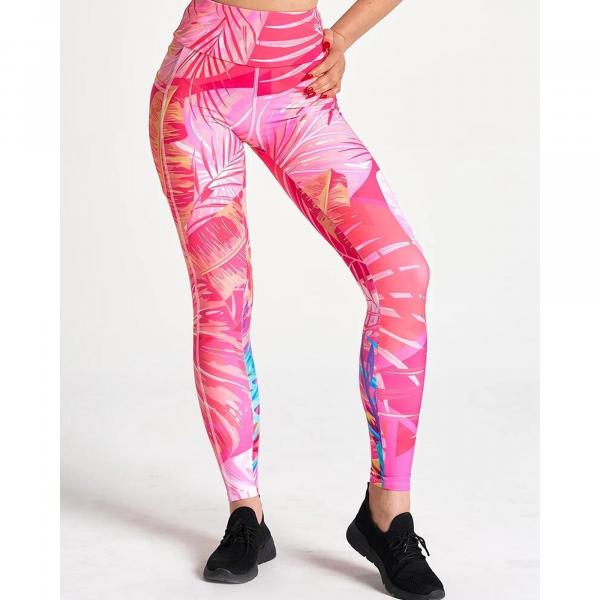 Legginsy sportowe damskie z wysokim stanem z kieszenią Sweet Pink