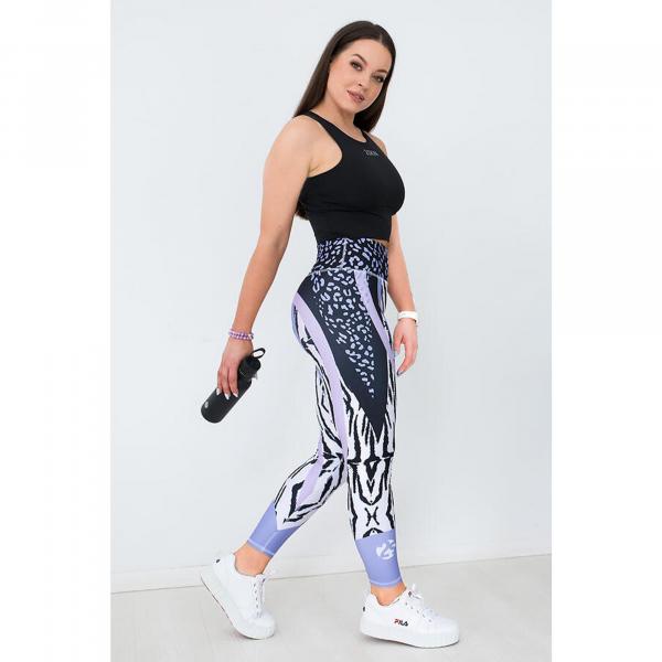 Legginsy sportowe kształtujące sylwetkę damskie 2skin Fit Freak lila