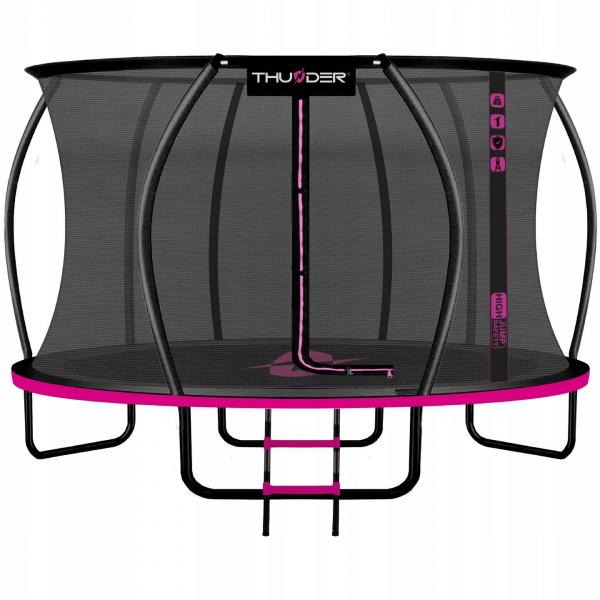 Trampolina ogrodowa dla dzieci z siatką THUNDER INSIDE-ULTRA 12FT 366CM Pink