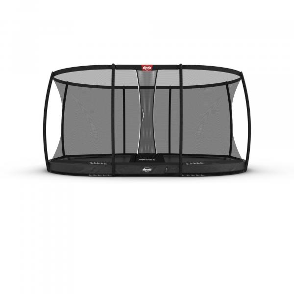 Trampolina owalna wkopywana w ziemię z siatką bezpieczeństwa deluxe BERG Elite