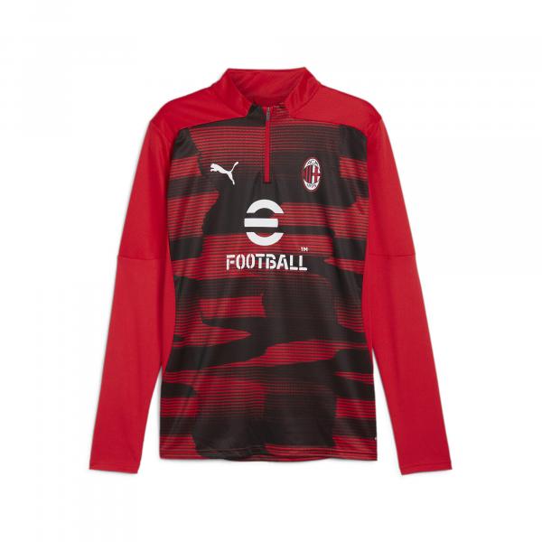 Męska bluza przedmeczowa z zamkiem 1/4 AC Milan PUMA For All Time Red Black