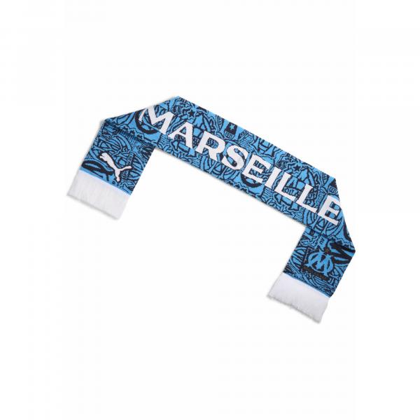 Szalik Essentials Olympique Marsylia PUMA Bleu Azur White Blue