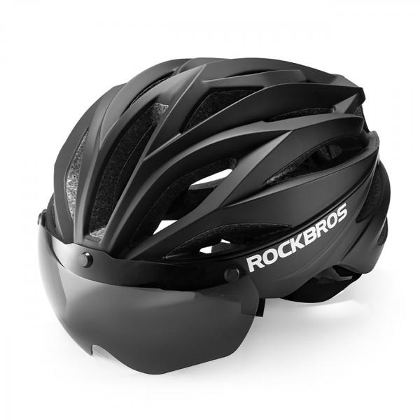 Kask rowerowy Rockbros z szybką, odpinane okulary z ochroną UV