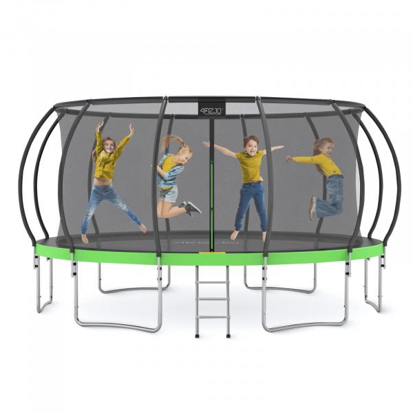Trampolina ogrodowa dla dzieci 4FIZJO PRO z siatką ochronną 496cm 16FT zielona