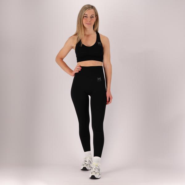 Damski zestaw sportowy - Legginsy/Crop Top - Czarny