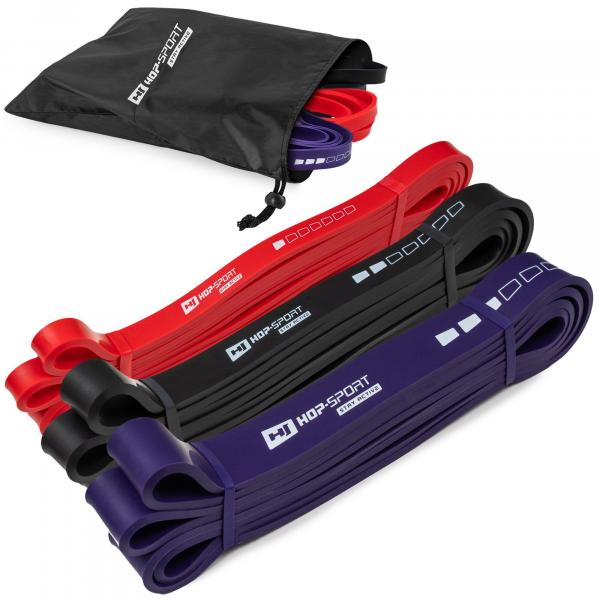 Zestaw 3 gum oporowych do ćwiczeń fitness Hop-Sport 7-39kg
