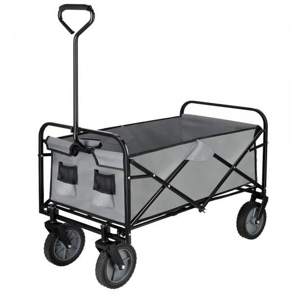 Wózek transportowy ogrodowy składany 80 kg szaro-czarny