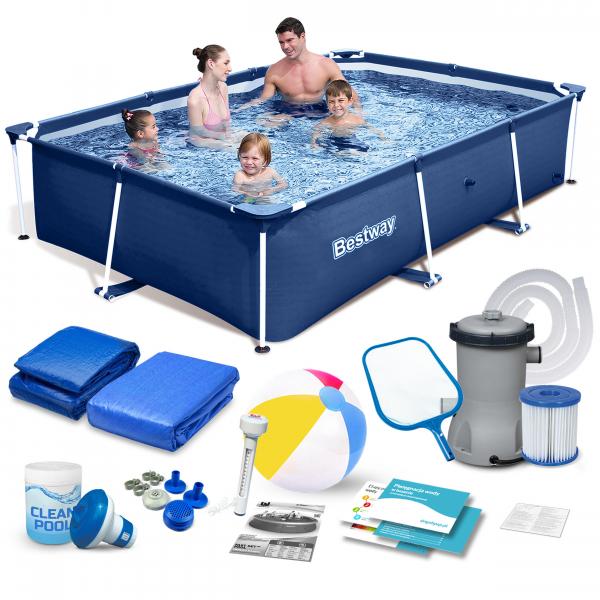 Basen ogrodowy stelażowy 259x170x61cm zestaw 16w1 Bestway 56403N