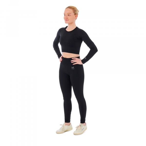 Damski zestaw sportowy Xtreme - legginsy sportowe + sportowy Croptop - Czarny