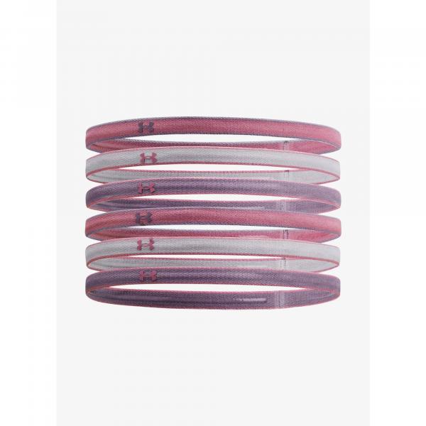 Opaski Under Armour Mini Headbands 6 Pack - pink elixir/violet gray