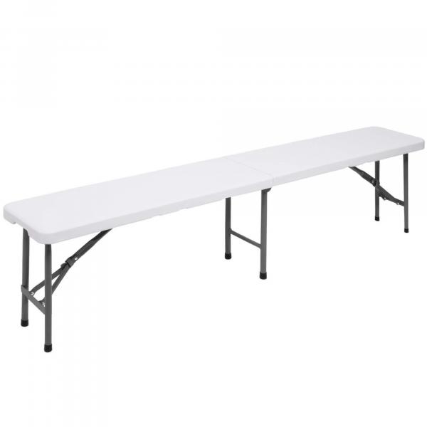 Ławka składana turystyczna 180x30x43 cm na kemping biało-szara