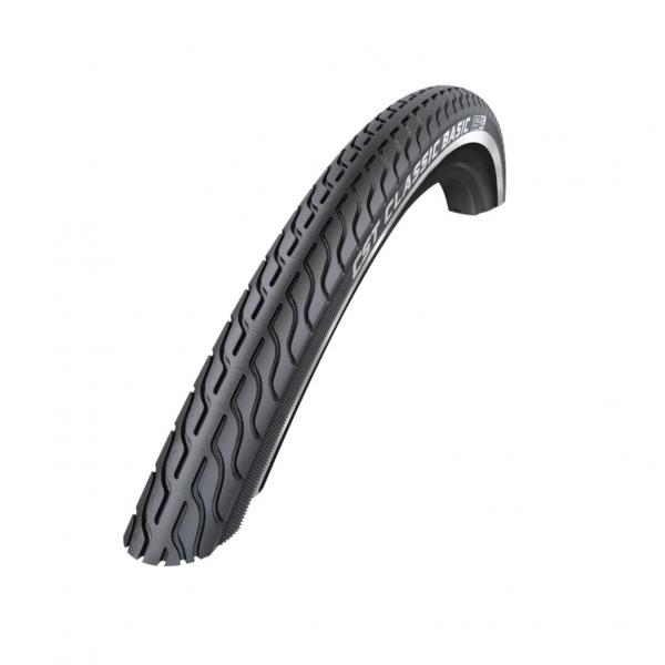 Opona Basic 24 X 1 3/8 Czarna Z Odblaskowymi Liniami