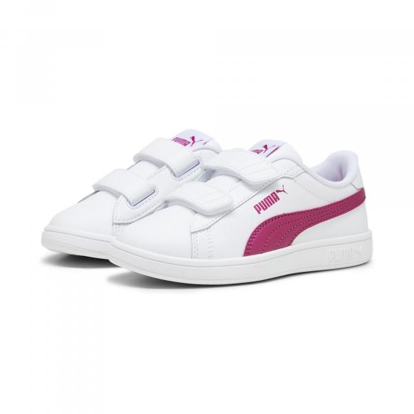 Dziecięce skórzane sneakersy Smash 3.0 V PUMA White Pinktastic Pink