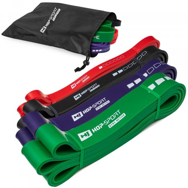 Zestaw 4 gum oporowych do ćwiczeń fitness Hop-Sport 7-57kg