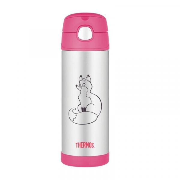 Termos dziecięcy Thermos ze słomką 470 ml różowy lis