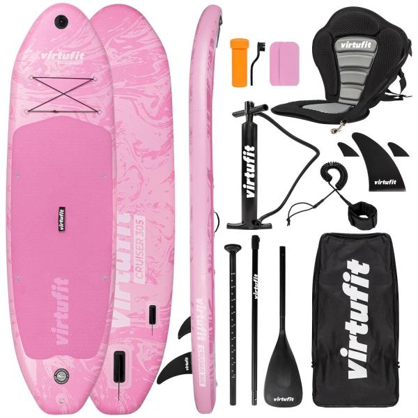 Deska SUP Cruiser 305 - Różowa - Z siedziskiem kajakowym, akcesoriami i torbą tr