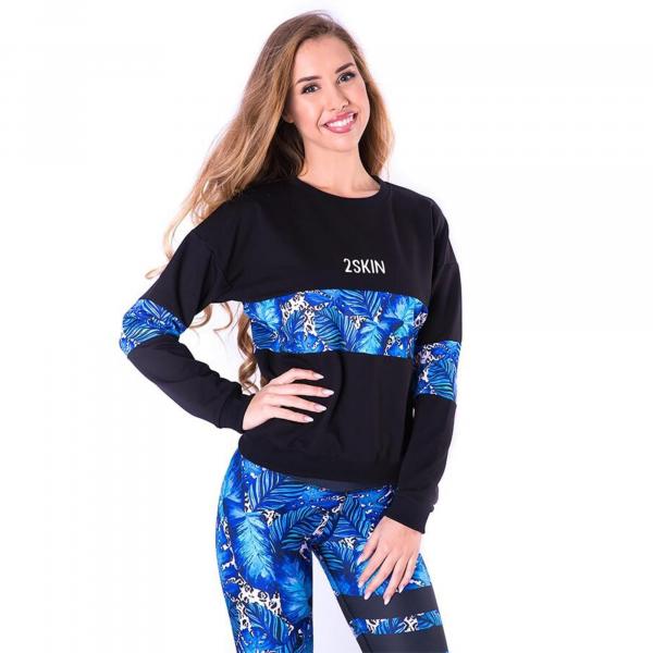 Czarna bluza sportowa na fitness damska 2skin BLUZA LOGO TROPICANA