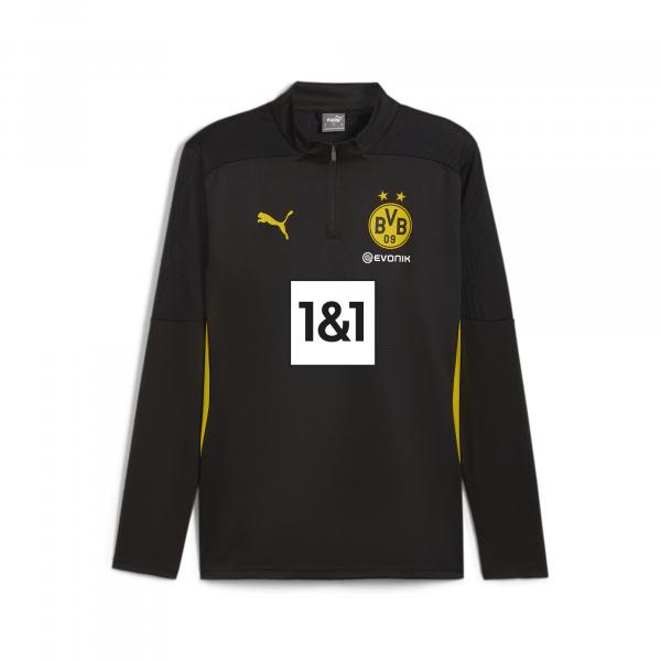 Męska bluza treningowa z zamkiem 1/4 Borussia Dortmund PUMA Black Faster Yellow