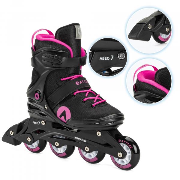 Rolki damskie ATTABO Cyclone Czarne Rekreacyjne ABEC-7 Koła 76mm 82A PU
