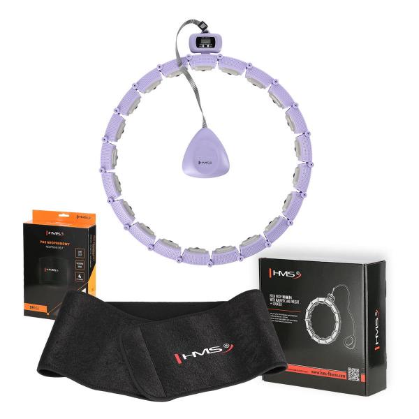 Zestaw hula hop magnetyczny HHM14 z licznikiem HMS + Pas wyszczuplający BR163
