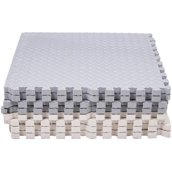 Mata składana puzzle piankowe dla dzieci 230x120 cm pianka EVA kremowo-szara