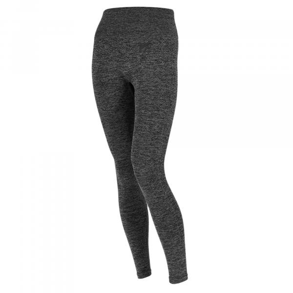 Damskie legginsy sportowe z wysokim stanem, spodnie fitness, antracytowy melanż