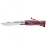 Nóż Opinel Colorama 08 inox grab bordowy z rzemieniem (002213)