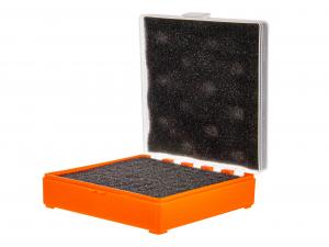 Pudełko Megaline 11x11x3,5 pomarańczowo-przezroczyste gąbka 1 szczęka rekina (607/0002OT)