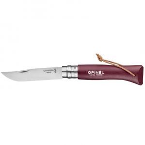 Nóż Opinel Colorama 08 inox grab bordowy z rzemieniem (002213)