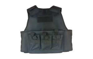 Kamizelka taktyczna GUARD MOLLE czarna z 3 ładownicami i kieszeniami na wkłady kuloodporne 25x30 (AK-MOLLE-ŁAD3)