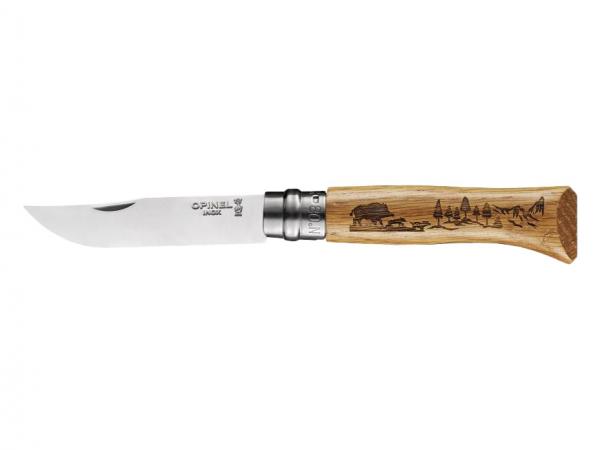 Nóż Opinel 8 inox dąb seria Animal - dzik (002331)