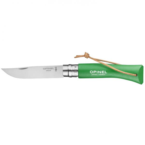 Nóż Opinel Colorama 07 inox grab zielony z rzemieniem (002210)