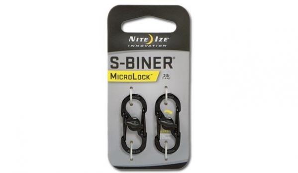 Karabińczyk Nite Ize Stalowy S-Biner MicroLock - Czarny - 2Pack - LSBM-01-2R3