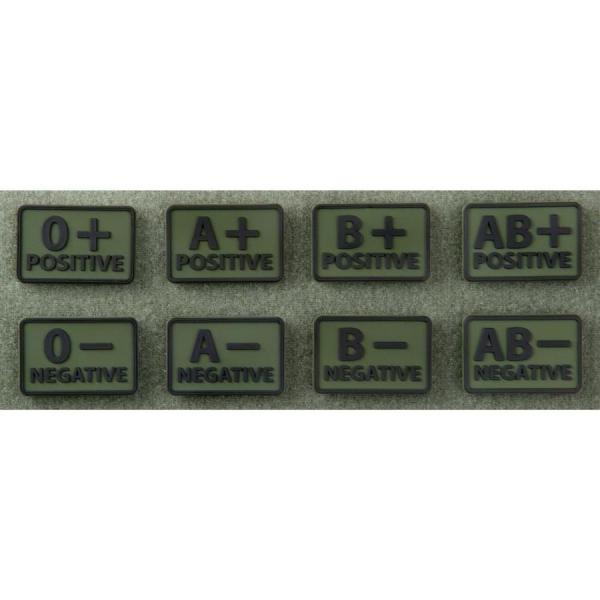 Emblemat Helikon GRUPA KRWI (komplet - 2szt.) - PVC - Olive Green - AB/Rh- (OD-BLP-RB-02-N03)