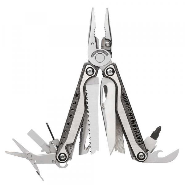 Multitool Leatherman CHARGE Plus TTI Titanium - 19 narzędzi + etui czarne z kieszonkami (832528)