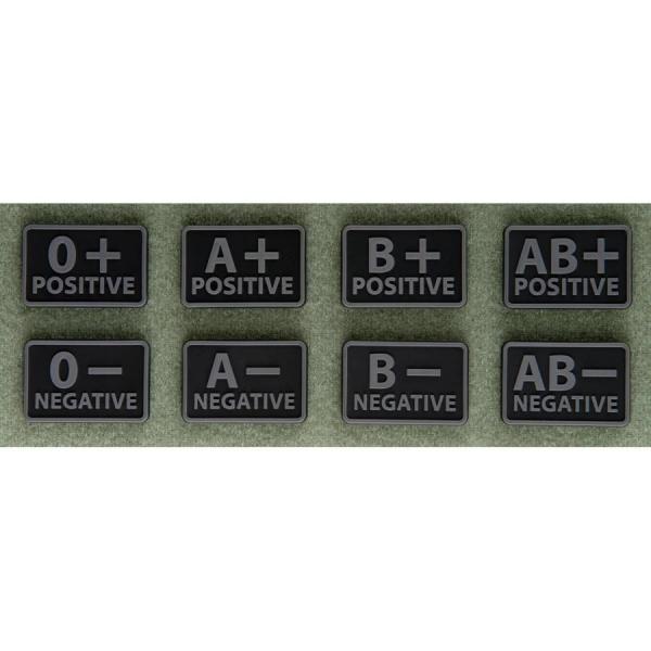 Emblemat Helikon GRUPA KRWI (komplet - 2szt.) - PVC - Czarny-Black - AB/Rh+ (OD-BLP-RB-01-M03)