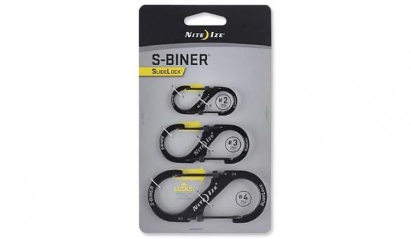 Karabinki Nite Ize S-Biner SlideLock Set #2, #3, #4 - Czarny - LSBC-01-R6