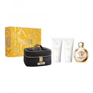 Versace Eros pour Femme zestaw - woda perfumowana 100 ml + balsam do ciała 100 ml + żel pod prysznic 100 ml + torebka