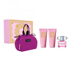 Versace Bright Crystal zestaw - woda toaletowa 90 ml + balsam do ciała 100 ml + żel pod prysznic 100 ml + torebka