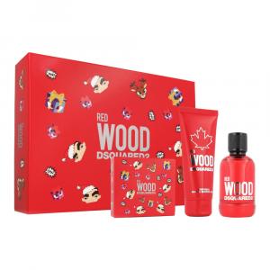 Dsquared2 Red Wood zestaw - woda toaletowa 100 ml + żel pod prysznic 100 ml + portfel