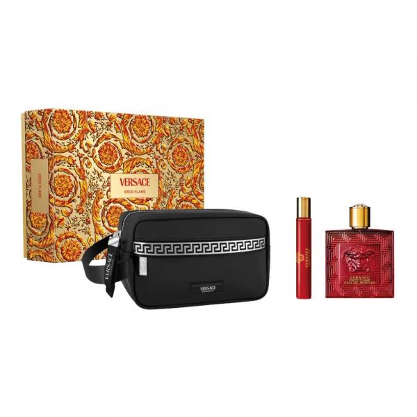 Versace Eros Flame zestaw - woda perfumowana 100 ml + woda perfumowana 10 ml + kosmetyczka