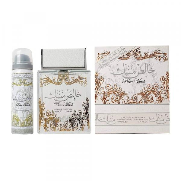 Lattafa Pure Musk woda perfumowana 100 ml + dezodorant spray 50 ml