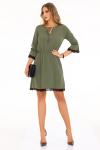 Khaki Sukienka w Stylu Boho z Koronkową Wypustką