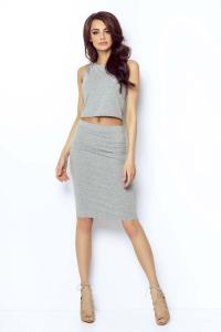 Szara Spódnica Ołówkowa Bodycon Midi