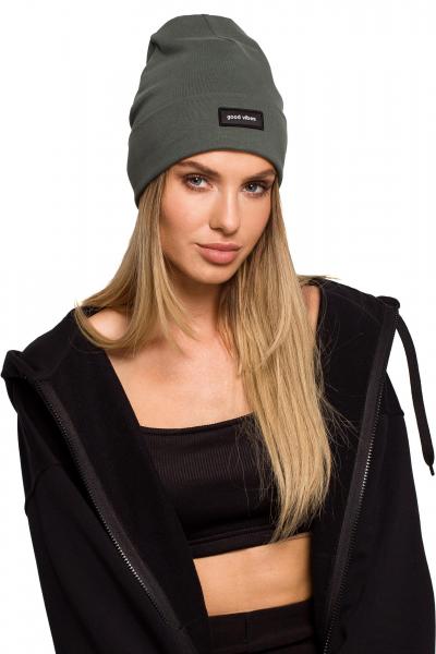 Czapka Beanie z Naszywką - Militarna Zieleń