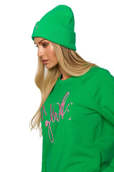 Czapka Beanie z Haftem - Zielona