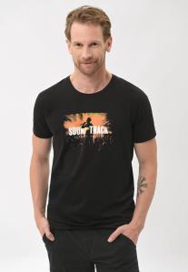 Czarny t-shirt z printem T-FESTIVAL