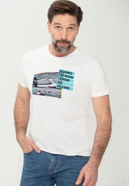 Biały t-shirt męski z nadrukiem T-OFFROAD