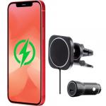 OUTLET: Uchwyt samochodowy i ładowarka indukcyjna ER Power Qi 15W do iPhone z MagSafe, czarny