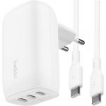 Ładowarka sieciowa Belkin Boost 3-Port USB-C PD 3.1 PPS 67W + kabel USB-C 2m, biała